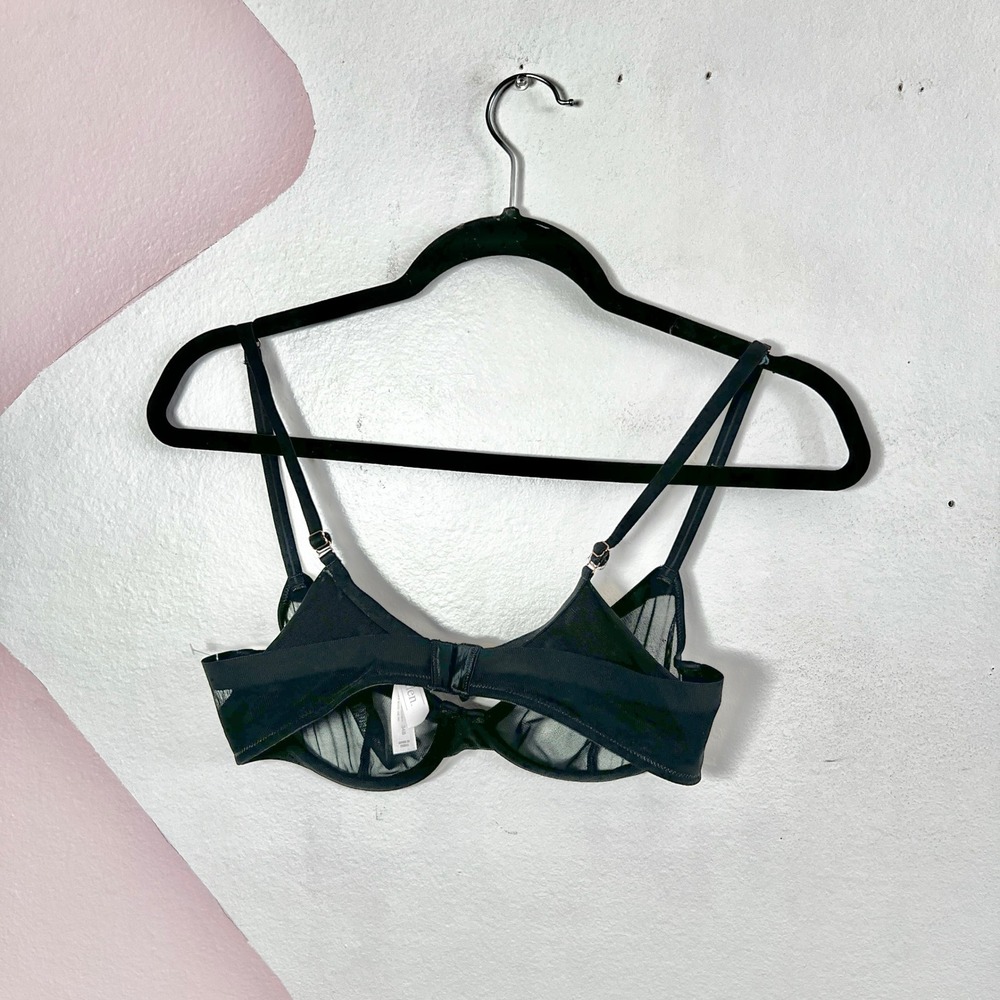 Auden Bra 34B Black‎ Demi Coverage Unlined Sheer Lightweight Underwire Support - Picture 2 of 5